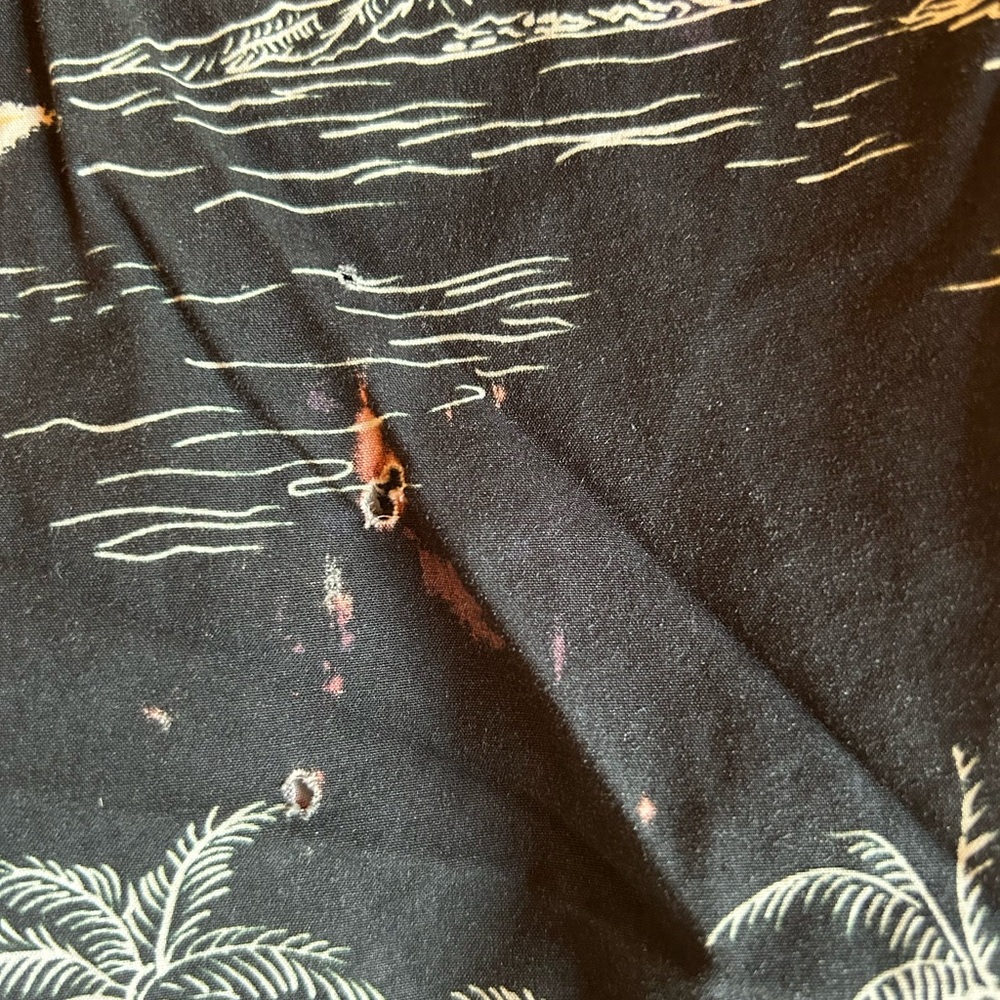 Vintage 70s/80s Black Hawaiian Button Down Shirt Size S - Picture 6 of 7